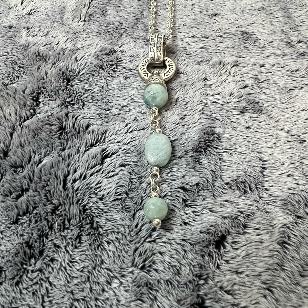 Sterling Silver Aquamarine Finola Hughes Pendant Necklace 18in - Picture 4 of 7